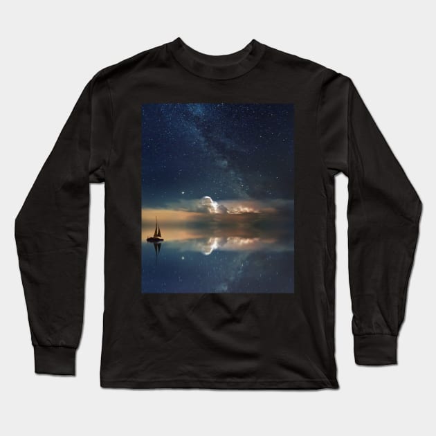 Deep Space Sailing Long Sleeve T-Shirt by gruntcooker